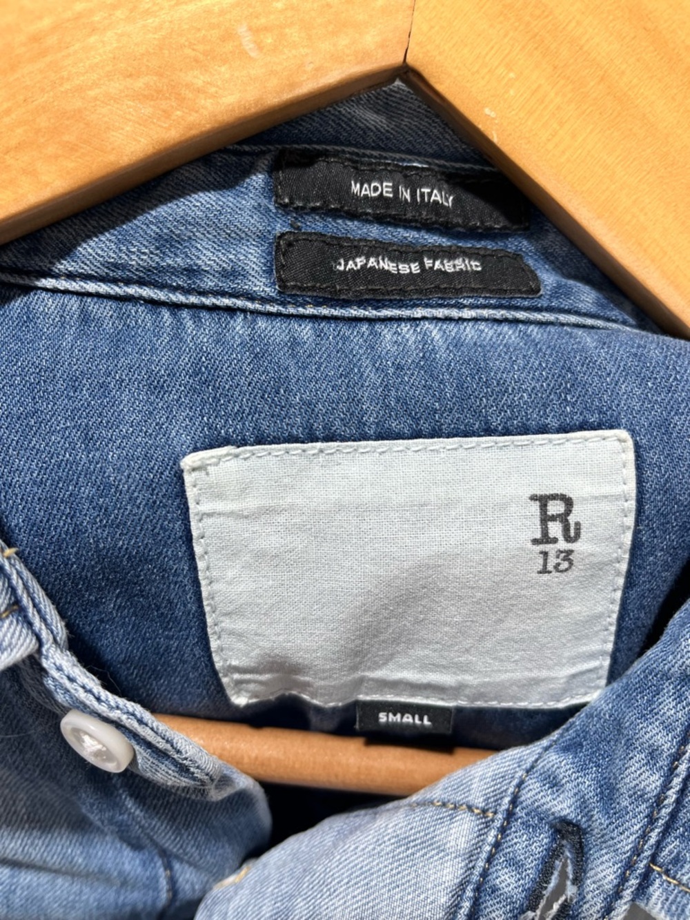 R13 Washed Blue Oversized Denim Shirt Dress - Picture 6 of 8